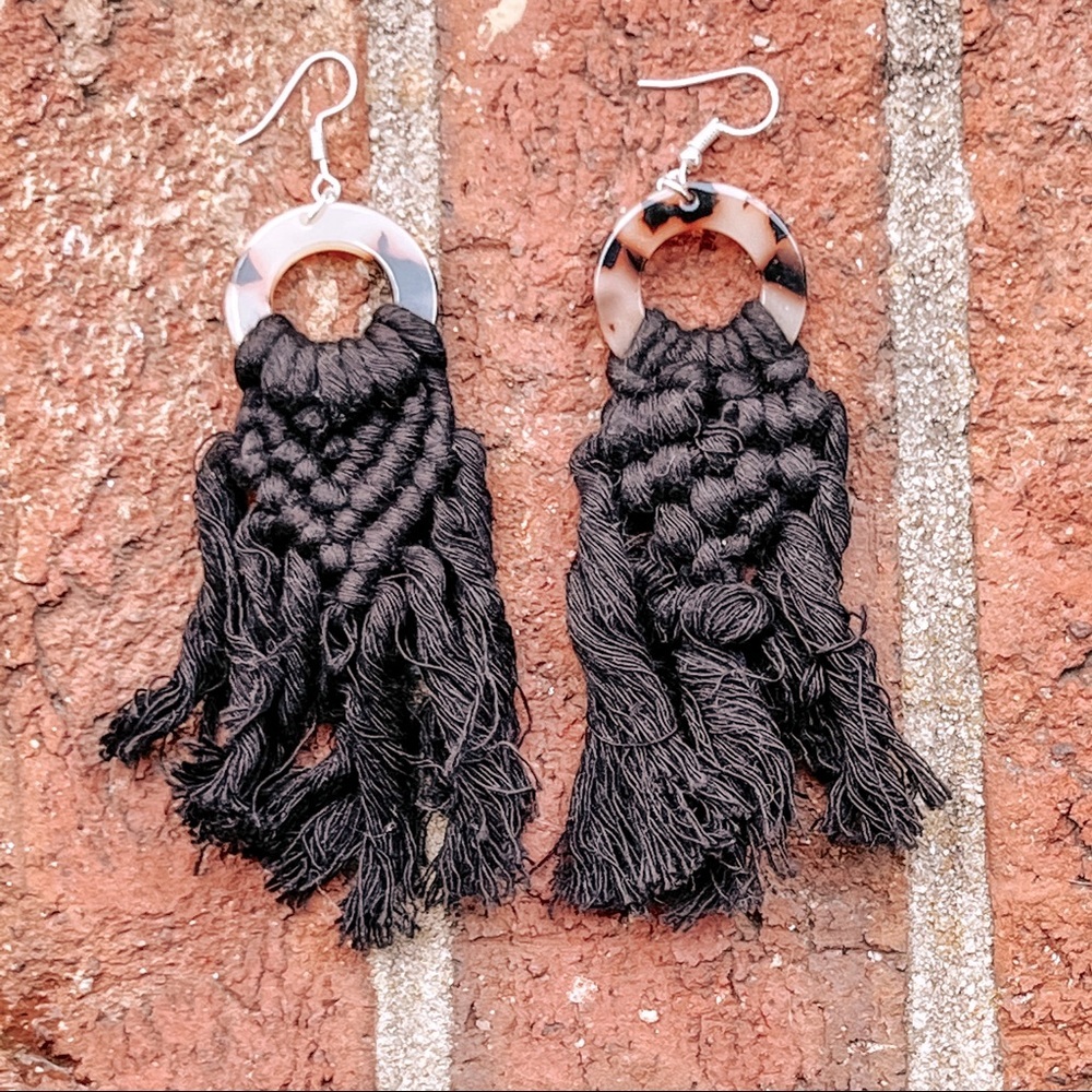 Black Macrame Earrings​